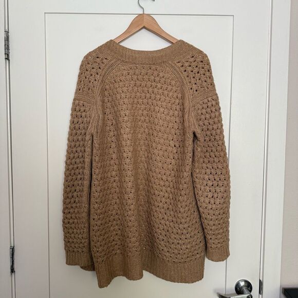 Everlane Open Long Cardigan Sweater Sz XS Camel Oversized Wool Alpaca Blend - Picture 6 of 12